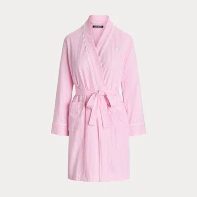 Laurèn Striped Cotton Jersey Dressing Gown In Pink