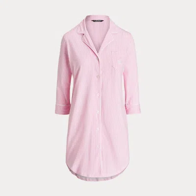Laurèn Striped Cotton Jersey Sleep Shirt In Pink