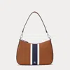Laurèn Striped Leather Medium Danni Bag In Brown