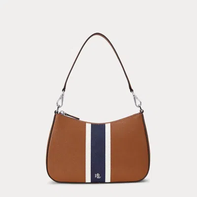 Laurèn Striped Leather Medium Danni Bag In Brown
