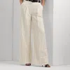 Laurèn Striped Linen-blend Wide-leg Trouser In White