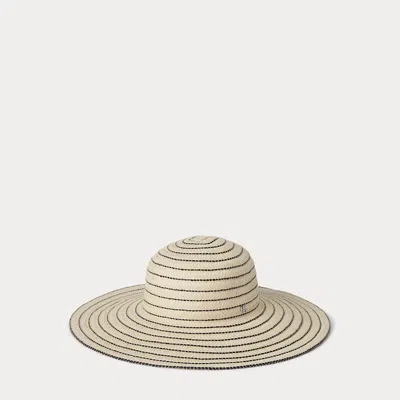 Laurèn Striped Straw Sun Hat In Multi