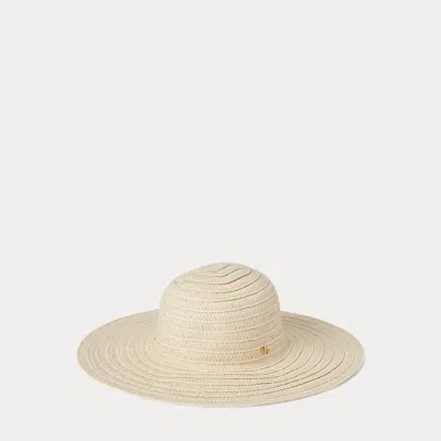 Laurèn Striped Straw Sun Hat In Neutral