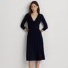 Laurèn Surplice Jersey Dress In Blue