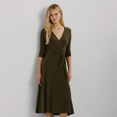 Laurèn Surplice Jersey Dress In Green