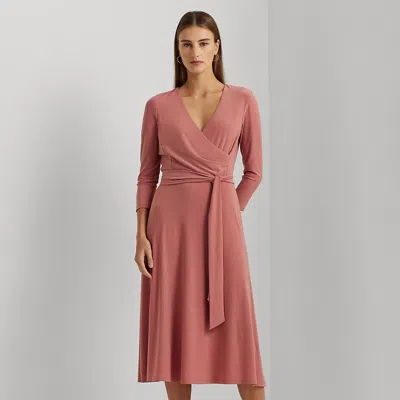 Laurèn Surplice Jersey Dress In Pink