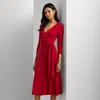 Laurèn Surplice Jersey Dress In Red