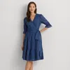 Laurèn Tie-front Cotton Voile Surplice Dress In Blue