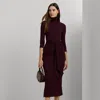 Laurèn Tie-front Turtleneck Dress In Burgundy