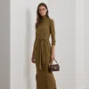 Laurèn Tie-front Turtleneck Dress In Brown
