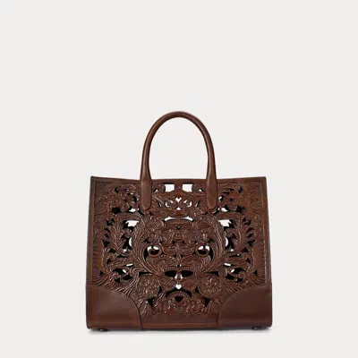 Laurèn Tooled Leather Medium Devyn Tote Bag In Brown