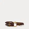 Laurèn Tri-strap O-ring Crocodile-embossed Belt In Brown