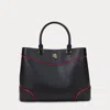 Laurèn Two-tone Leather Large Marcy Satchel In Black