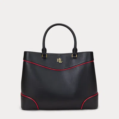 Laurèn Two-tone Leather Large Marcy Satchel In Black