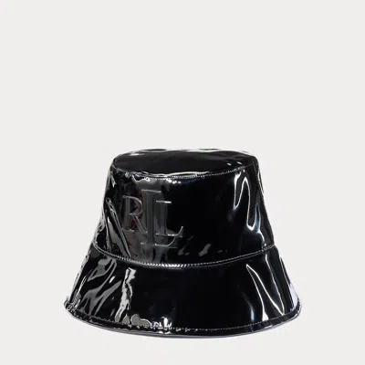 Laurèn Water-resistant Faux-leather Bucket Hat In Black