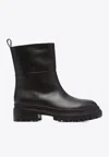 L'autre Chose Leather Ankle Boots In Dark Brown