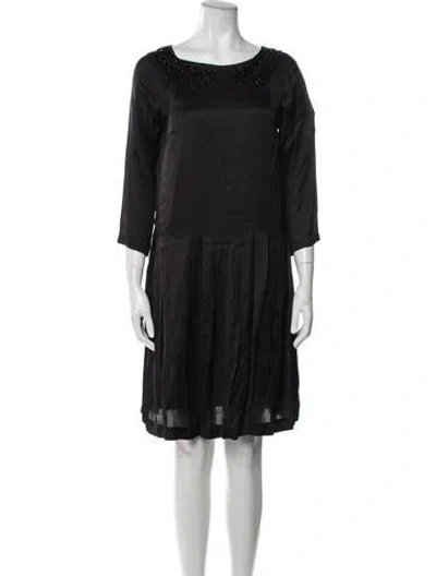Pre-owned L'autre Chose Bateau Neckline Knee-length Dress In Black