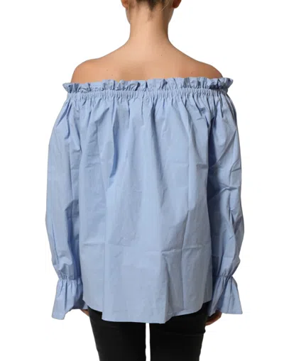 Pre-owned L'autre Chose Cotton Off Shoulder Long Sleeves Women's Top () In Blue
