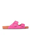 L'autre Chose Crocodile-embossed Double Strap Sandals In Pink