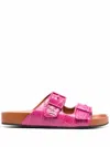 L'autre Chose Crocodile-embossed Double Strap Sandals In Rosa