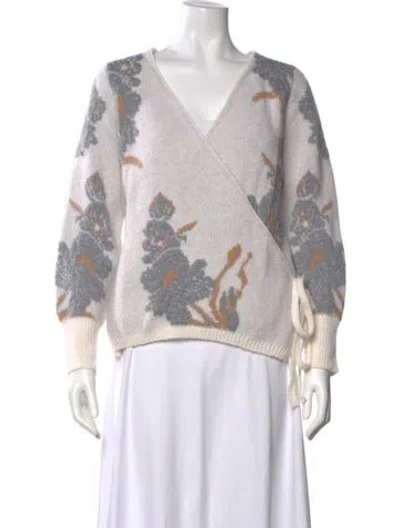 Pre-owned L'autre Chose Floral Print V-neck Sweater W/ Tags In Multi