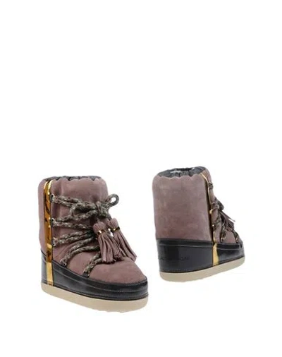 L'autre Chose L' Autre Chose Woman Ankle Boots Dove Grey Size 5 Leather, Textile Fibers