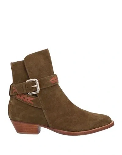 L'autre Chose L' Autre Chose Woman Ankle Boots Military Green Size 7 Leather