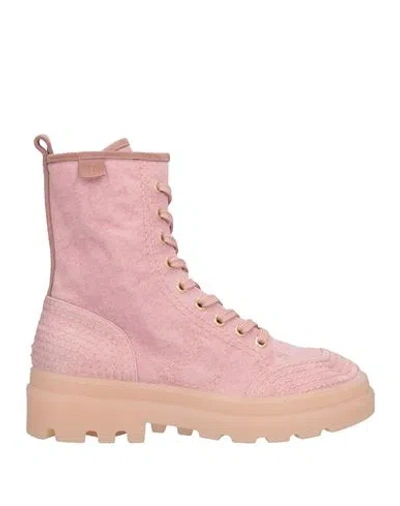 L'autre Chose L' Autre Chose Woman Ankle Boots Pink Size 7 Textile Fibers, Leather