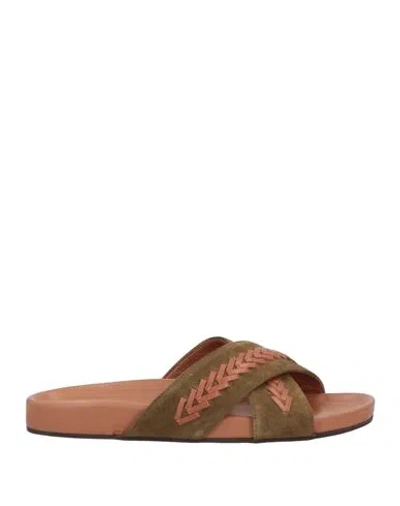 L'autre Chose L' Autre Chose Woman Sandals Military Green Size 7 Leather