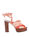 L'autre Chose L' Autre Chose Woman Sandals Orange Size 7 Textile Fibers In Orange