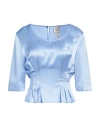 L'autre Chose L' Autre Chose Woman Top Light Blue Size 10 Silk In Blue
