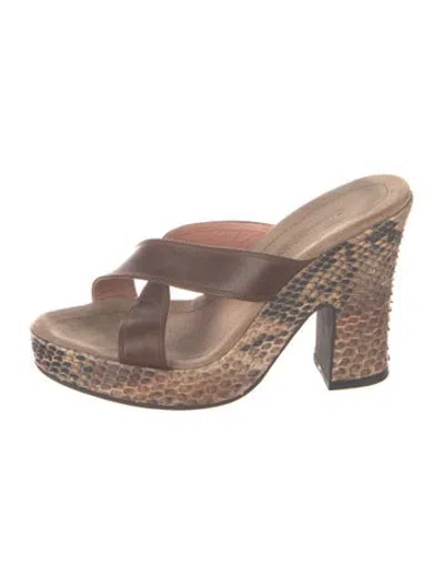 Pre-owned L'autre Chose Leather Animal Print Sandals In Multicolor