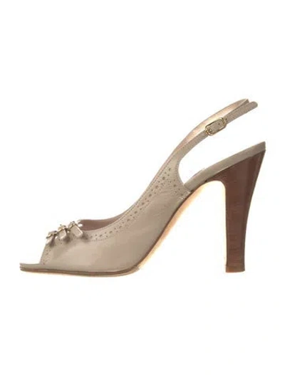 Pre-owned L'autre Chose Leather Lasercut Accents Slingback Sandals In Neutral