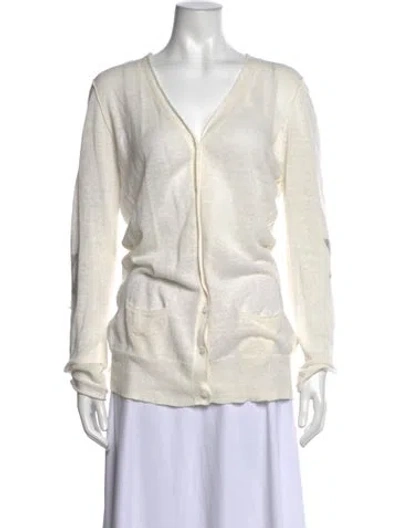 Pre-owned L'autre Chose Linen V-neck Sweater In Neutrals