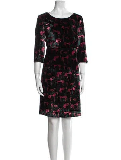 Pre-owned L'autre Chose Printed Knee-length Dress In Green