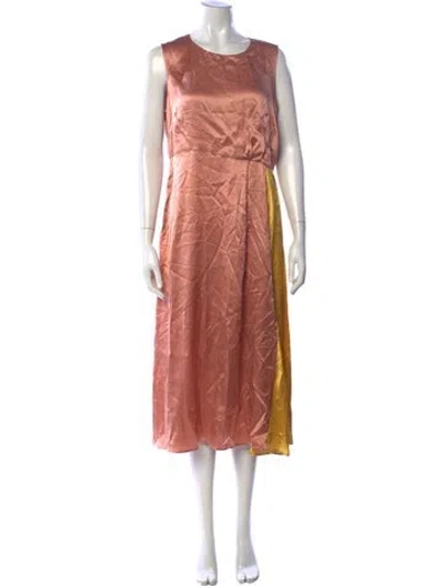 Pre-owned L'autre Chose Silk Midi Length Dress In Pink