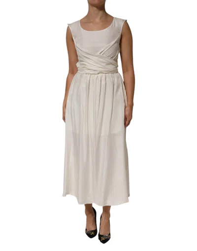 Pre-owned L'autre Chose Sleeveless Maxi Cupro Viscose Women's Dress () In White