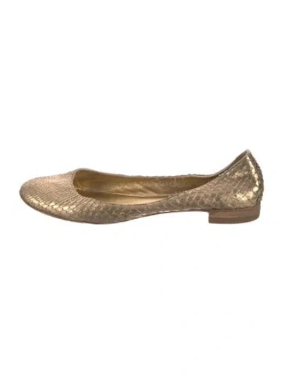 Pre-owned L'autre Chose Snakeskin Ballet Flats In Gold
