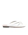 L'autre Chose Cracklet Effect Leather Sandals In White