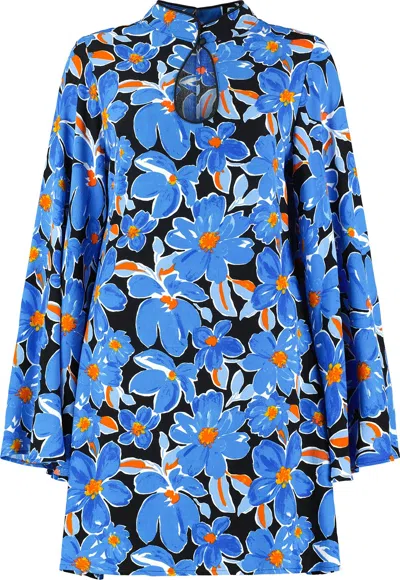 Lavaand Women's Black / Blue The Ophelia Flare Sleeve Mini Dress - Black, Blue In Black/blue