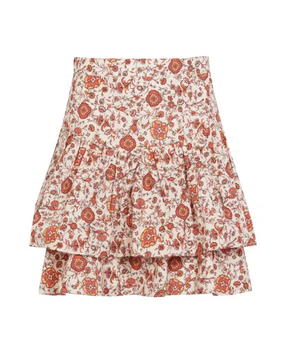 Lavaand Women's Neutrals The Lulu Tiered Cotton Mini Skirt In Wild Floral In Multi