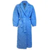 Lavaand Women's Quilted Longline Coat With Belt In Blue In Blue