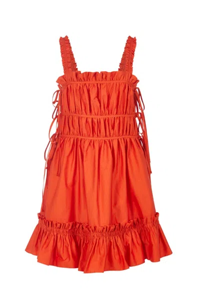 Lavaand Women's Red The Isabel Cotton Mini Dress In Sunset Orange