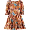 Lavaand Women's The Amber Open Back Mini Dress In Brown 70s Floral In Brown
