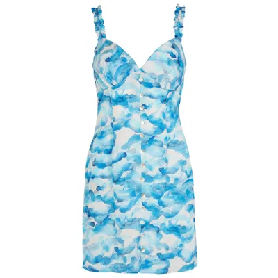 Lavaand Women's The Brigitte Button Front Mini Dress In Blue Sky