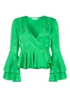 Lavaand Women's The Eliza Wrap Top In Green Daisy In Green