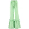 Lavaand Women's The Ginger Flare Frill Trouser In Green Gingham In Green