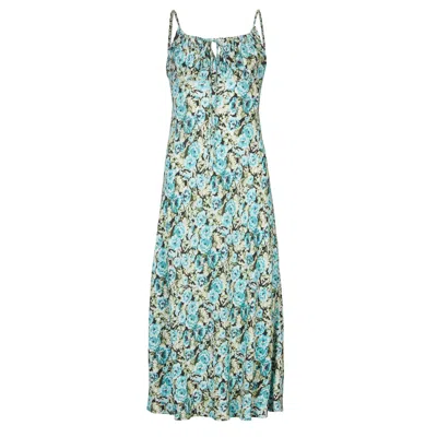Lavaand Women's The Ivy Bias Strappy Midi Dress In Blue Floral
