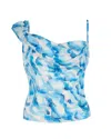 Lavaand Women's The Mila Asymmetric Cami Top In Blue Watercolour Cloud In Blue