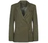 Lavaand Women's The Ravenna Double Breasted Blazer Zebra Jacquard - Khaki Green In Green